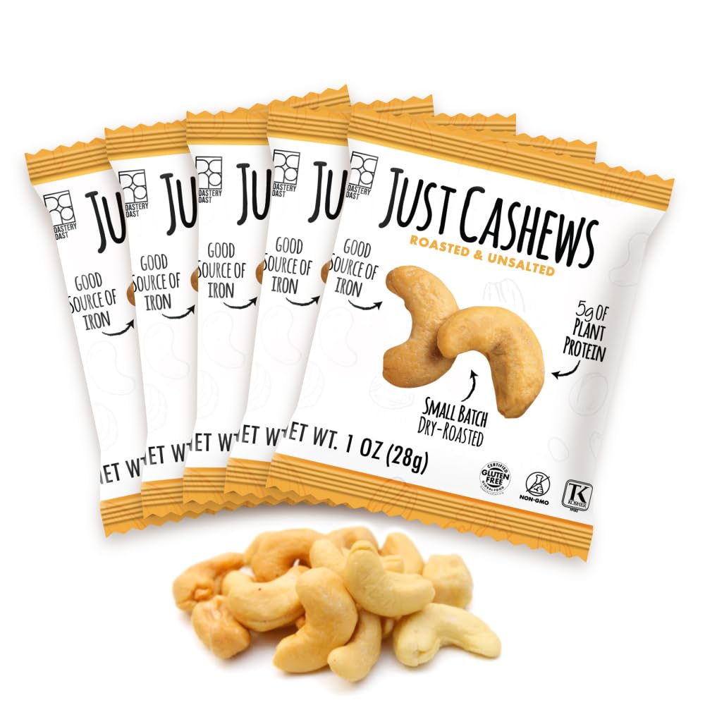 Roastery Coast Just Cashews 24-pack display of individually wrapped portions for easy snacking