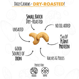 Roastery Coast Just Cashews added to trail mixes for protein and crunch