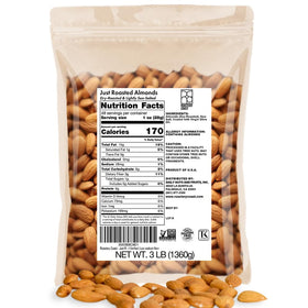 Roastery Coast Just Roasted Almonds 3lb bulk pack for convenient everyday snacking