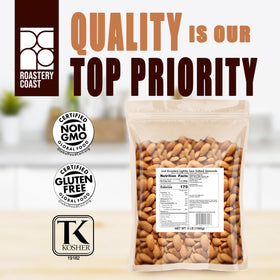 Roastery Coast premium Nonpareil almonds close-up ideal for snacks or baking