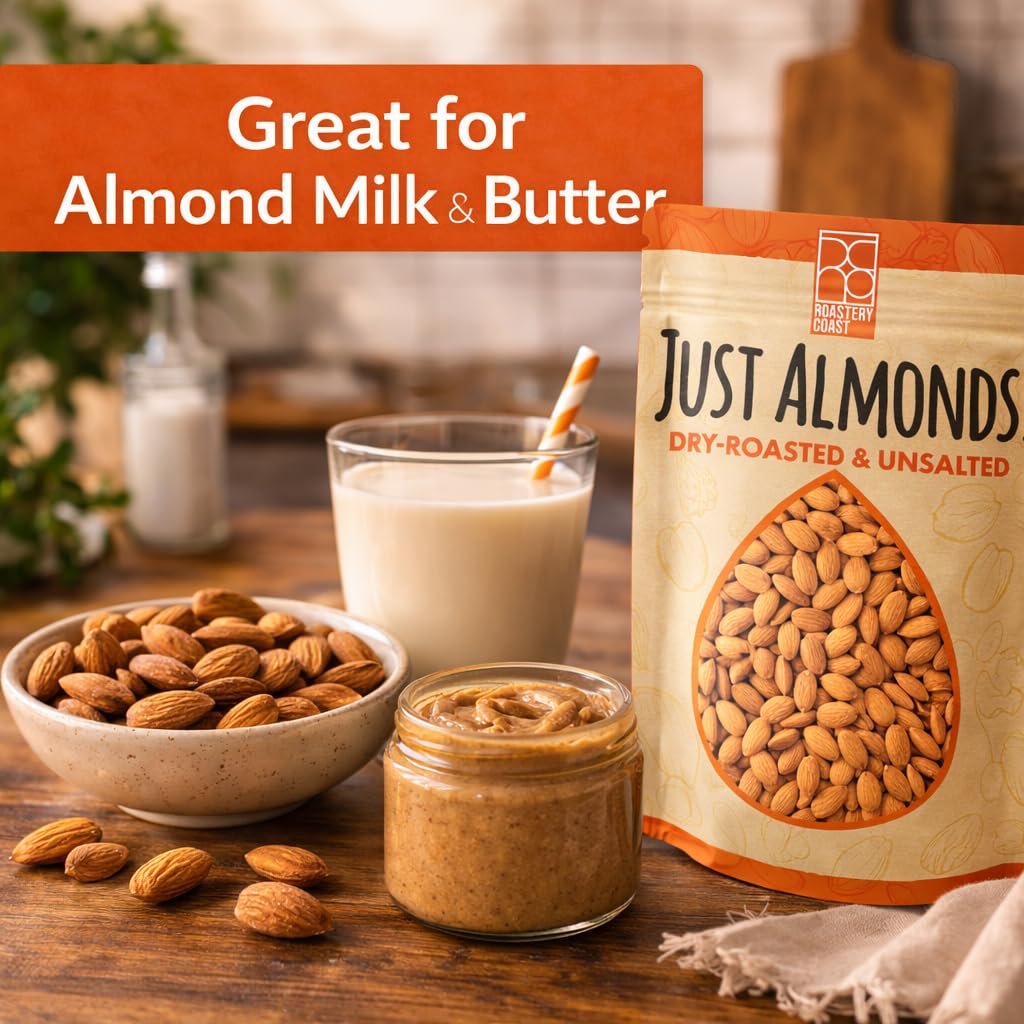 Roastery Coast unsalted almonds bulk 3 lb, perfect for clean eating and cooking