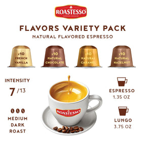 Roastesso aluminum capsules closeup highlighting freshness and aroma lock.