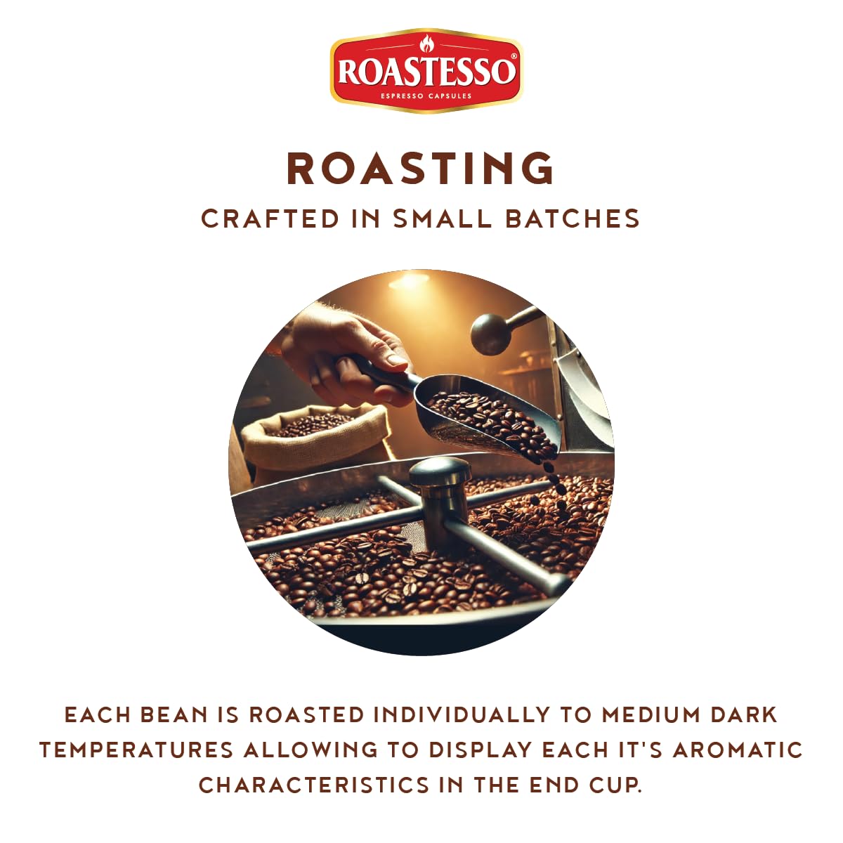 Roastesso recyclable aluminum image communicates eco-friendly packaging and waste-conscious choice.