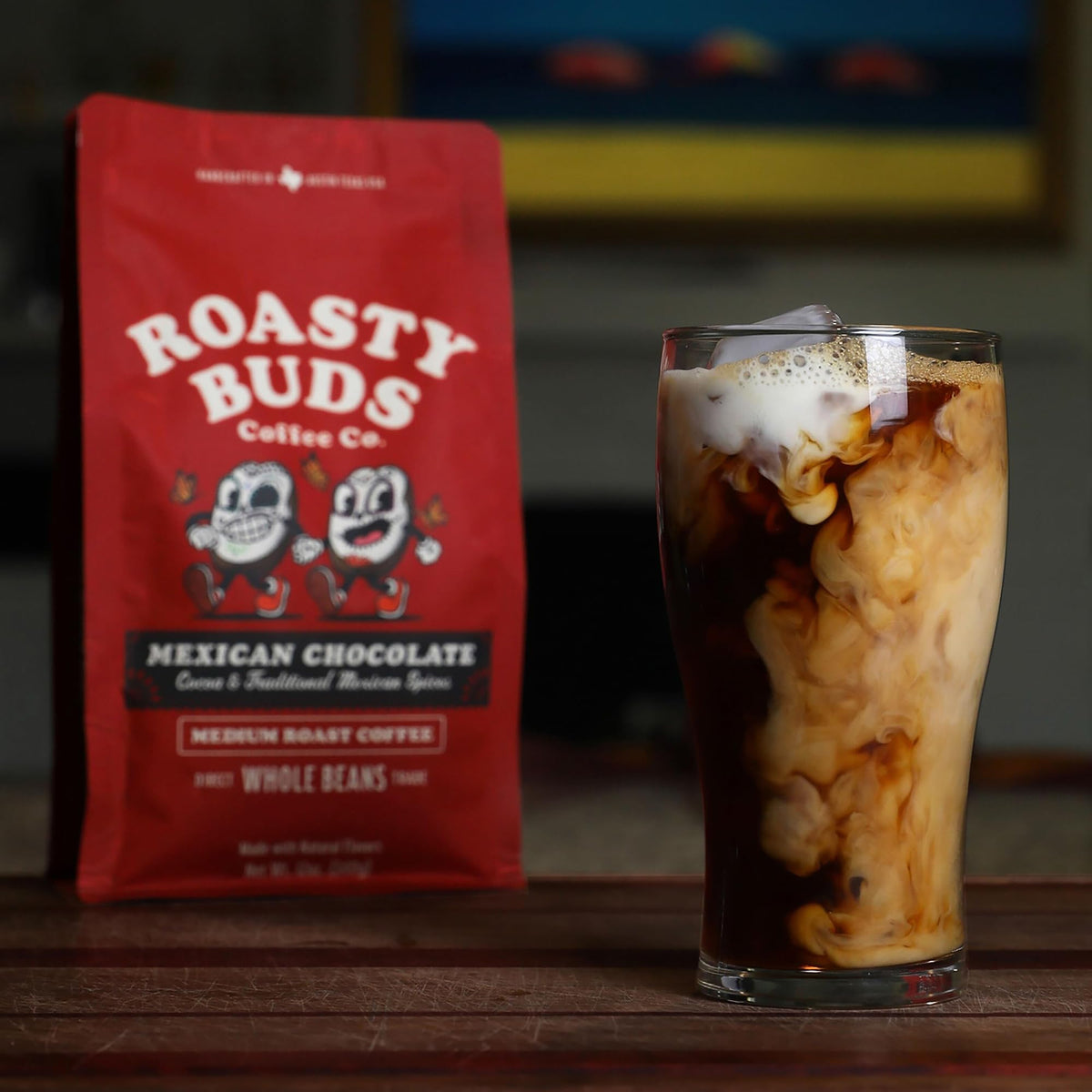 Resealable Roasty Buds bag shown, emphasizing freshness and convenience.