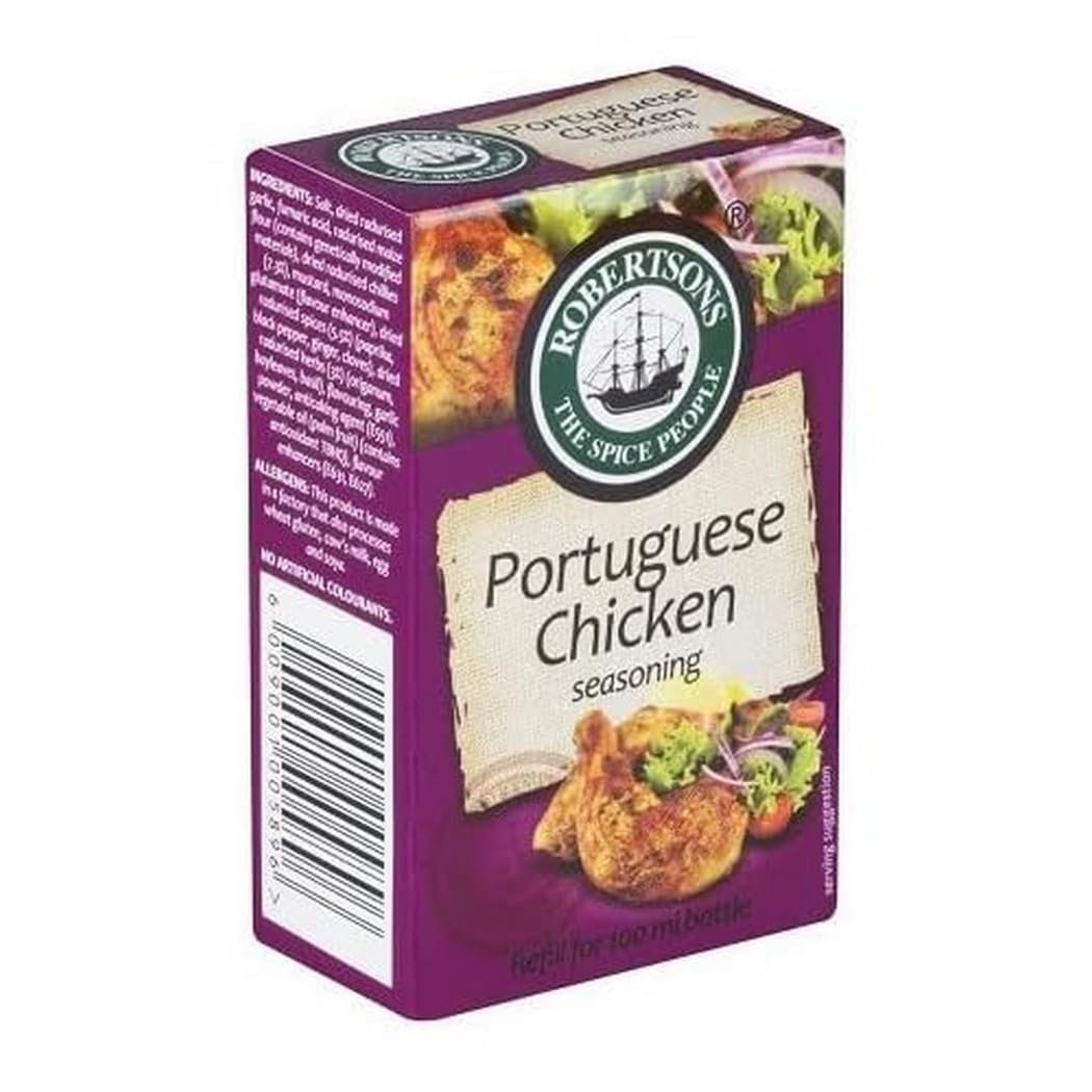 Robertsons Portuguese Chicken 75g bottle, bold seasoning for grilled meals.