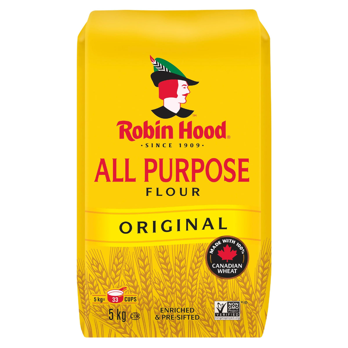 Robin Hood All-Purpose Flour bag ready for baking, ideal for cookies and breads.