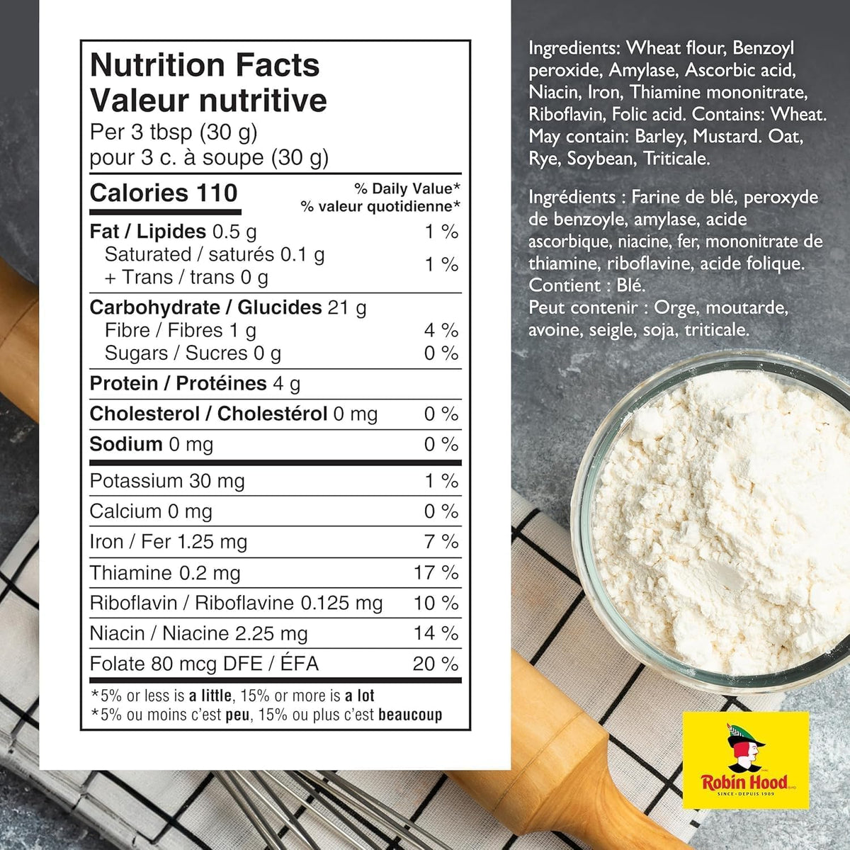 Robin Hood All-Purpose Flour pouring shot for quick breads and pancakes.