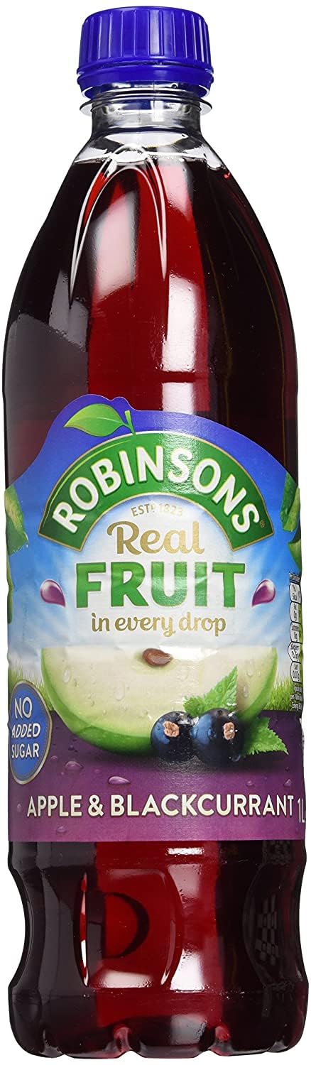 Robinsons Apple & Blackcurrant No Sugar Added 1L kids lunch idea promotes easy hydration.