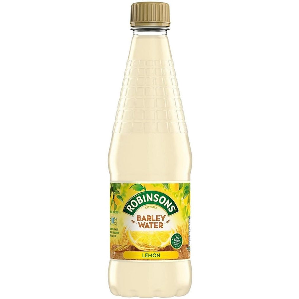 Robinsons Lemon Barley Water bottle close-up showing real lemon flavor