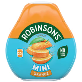 Robinsons Mini orange bottle cap close highlights easy reseal for travel.