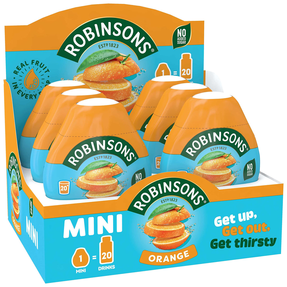 Robinsons Mini orange bottle pour adds on-the-go refreshment to stay hydrated.