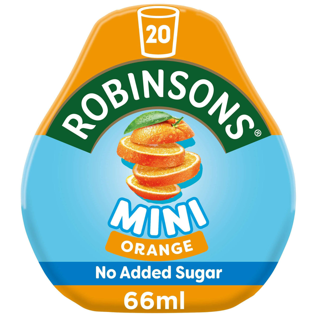 Robinsons Mini Orange Squash 66ml pouch, convenient on-the-go hydration.
