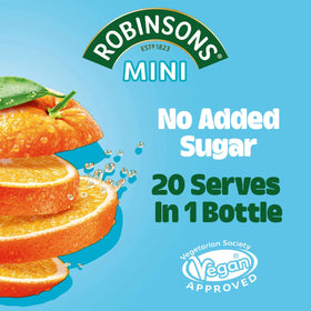 Robinsons Mini Orange Squash 66ml, pack of six pouches for easy stocking.