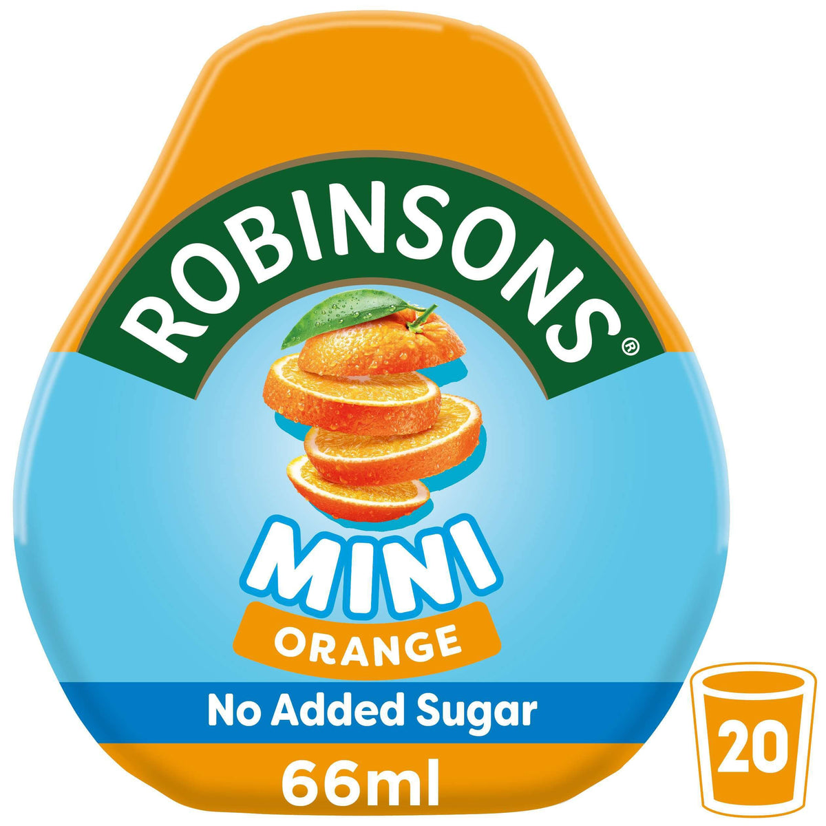 Robinsons Mini Orange Squash 66ml pouch, ideal for quick citrus flavor on the move.