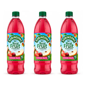 Robinsons Summer Fruits 3-pack bottle front for refreshing, sugar-free family hydration.