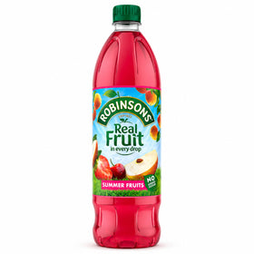 Robinsons Summer Fruits bottle pour demonstrating easy, low-sugar hydration at home.