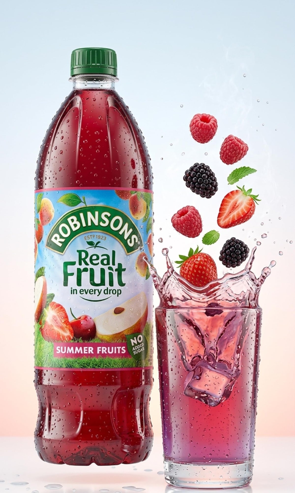 Robinsons Summer Fruits family drinking image conveying shared, kid-friendly refreshment.