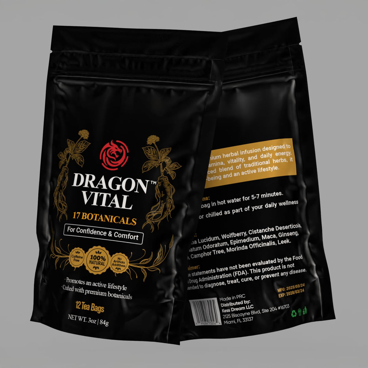 Robutop Dragon Vital Tea gift-ready packaging invitation.