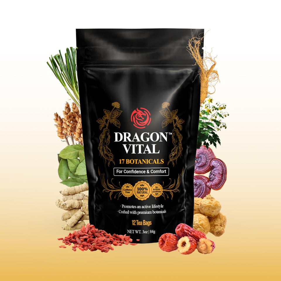 Robutop Dragon Vital Tea packaging showing natural energy option.