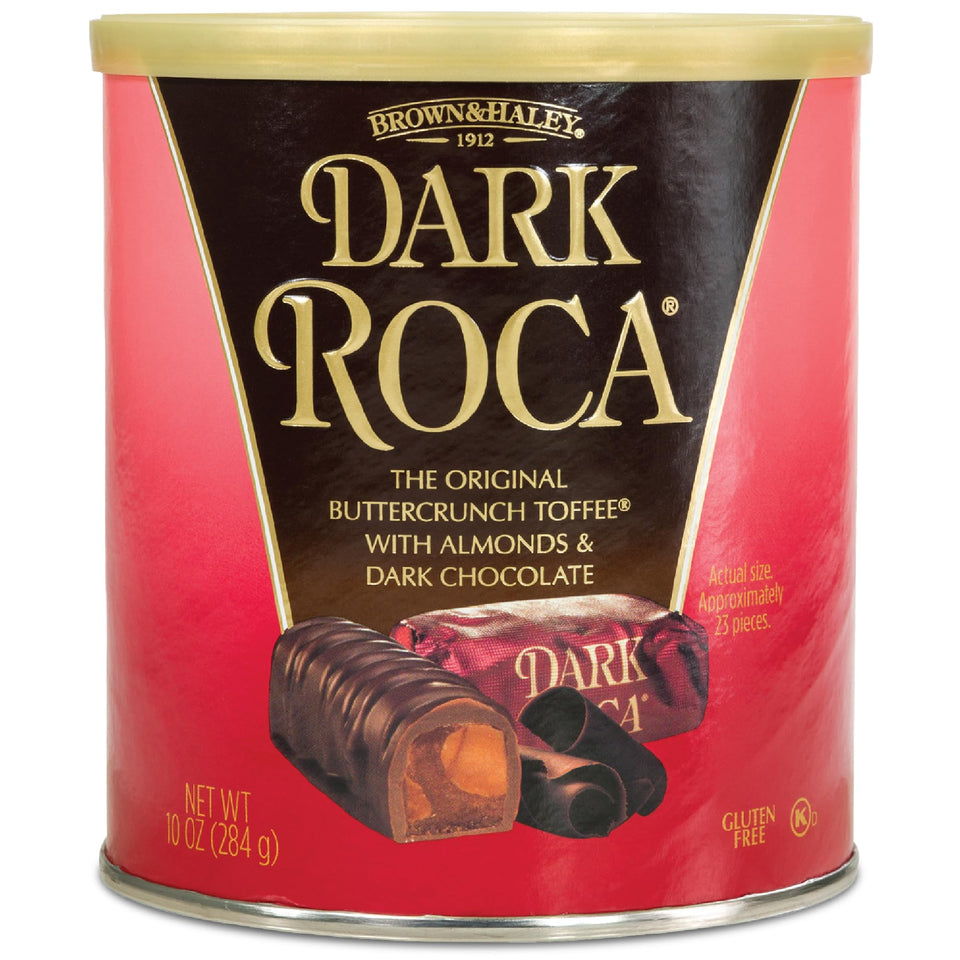 Roca almond dark chocolate toffee pieces in foil wraps for on-the-go freshness