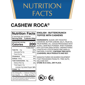 Roca cashew buttercrunch toffee slice reveals crunchy nuts and creamy butter.