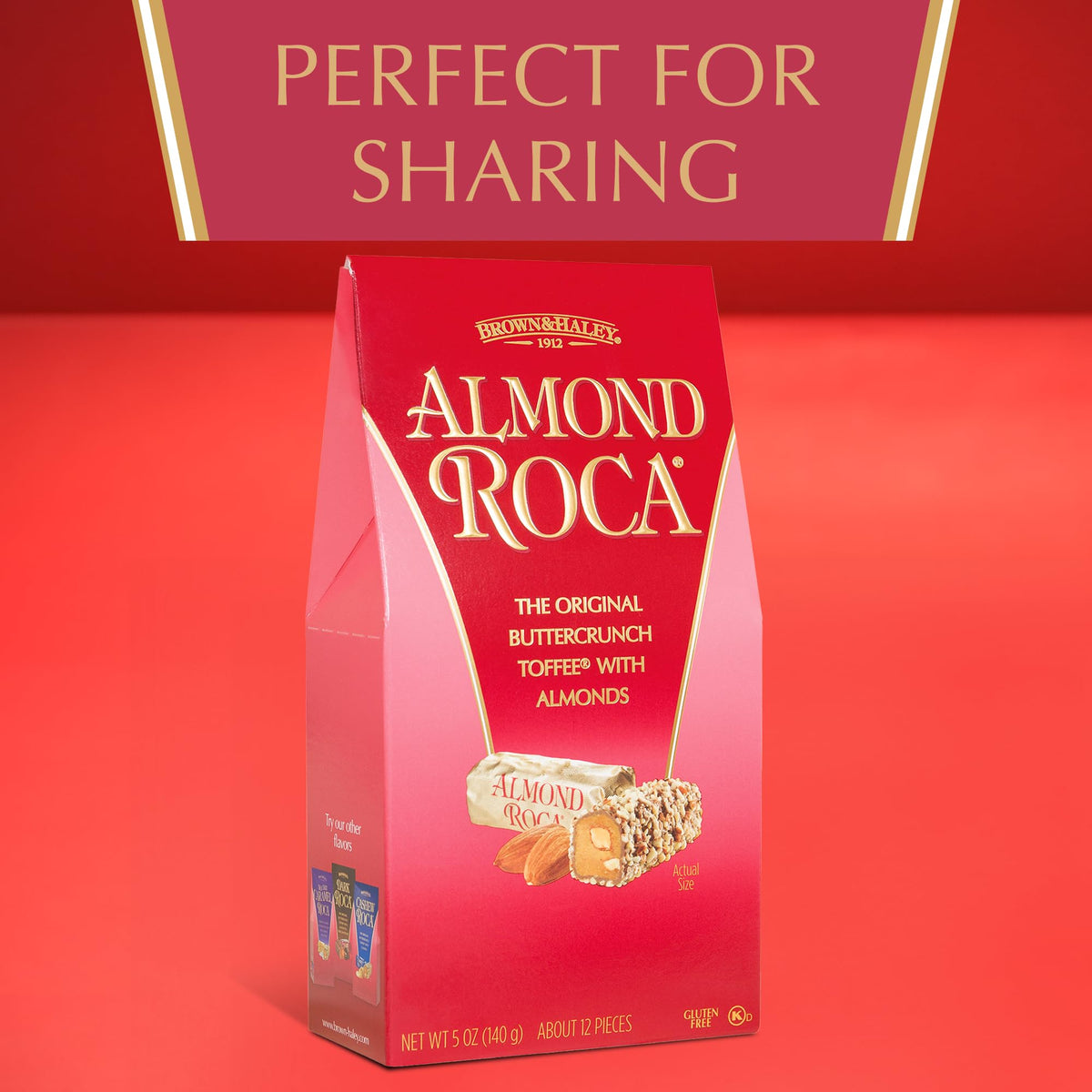 Close-up of buttery buttercrunch toffee with chocolate coating by ROCA.