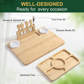 ROCIRLAB board with tray and dips bowls offers elegant dipping options for appetizers.