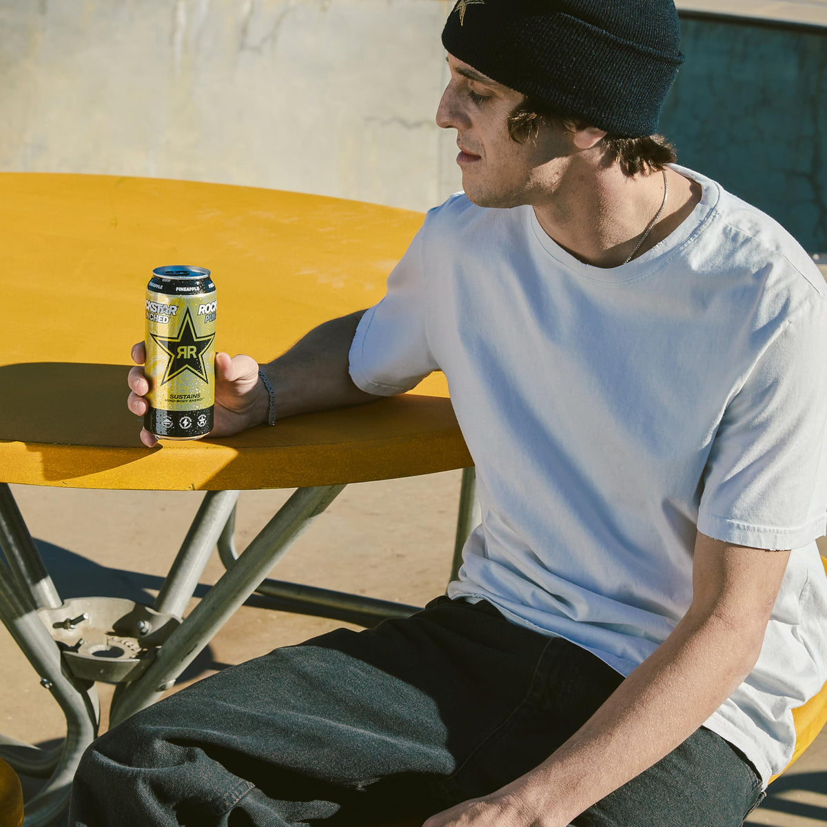 Rockstar Energy recyclable can symbol highlights eco-friendly packaging choice