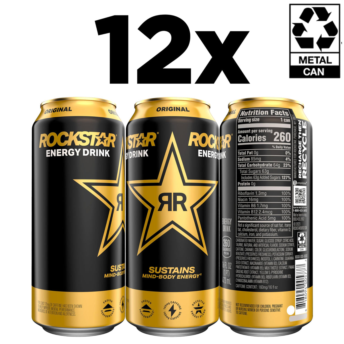 Closeup of bubbles on Rockstar energy can for a refreshing pick-me-up.