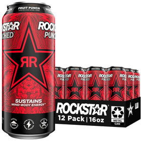 Rockstar Punched Fruit Punch 16oz can pack 12 for on-the-go energy