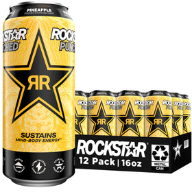 Rockstar Punched Pineapple can—bold energy for workouts and daytime routines.