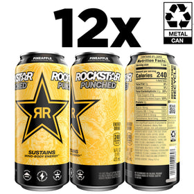 Rockstar Punched Pineapple label closeup shows vibrant flavor cues for pineapple lovers.