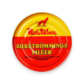 Roda Ulven Surstromming can exterior, inviting bold culinary exploration