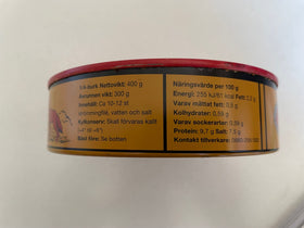 Roda Ulven Surstromming open can releasing strong aroma, perfect for outdoor tasting sessions