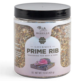 Rodelle Prime Rib Seasoning bottle showcasing premium beef-friendly blend for roasts