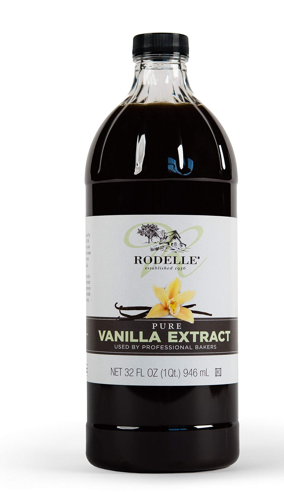 Rodelle Pure Vanilla Extract bottle pour for bakers and chefs; deep, versatile flavor.