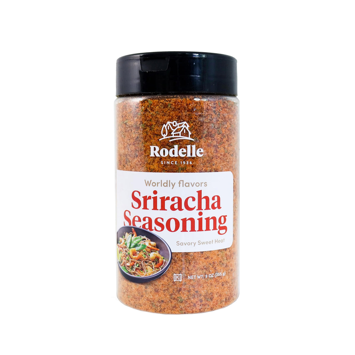 Rodelle Sriracha Seasoning bottle boosts bold heat for grilling and flavorful weeknight meals.
