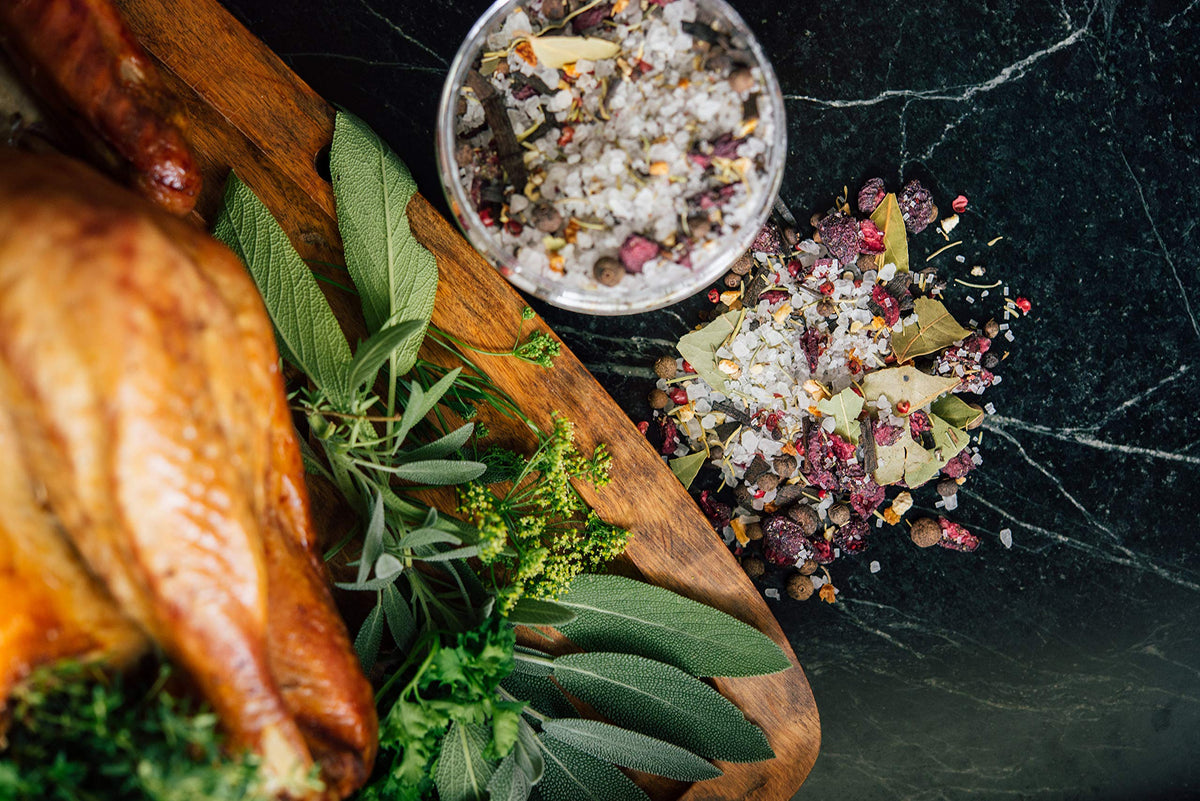 Rodelle Turkey Brine spice blend bottle shown for easy brining and flavor