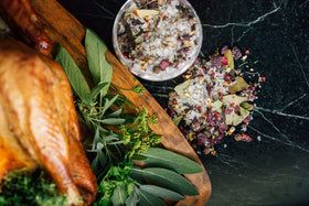 Rodelle Turkey Brine spice blend bottle shown for easy brining and flavor