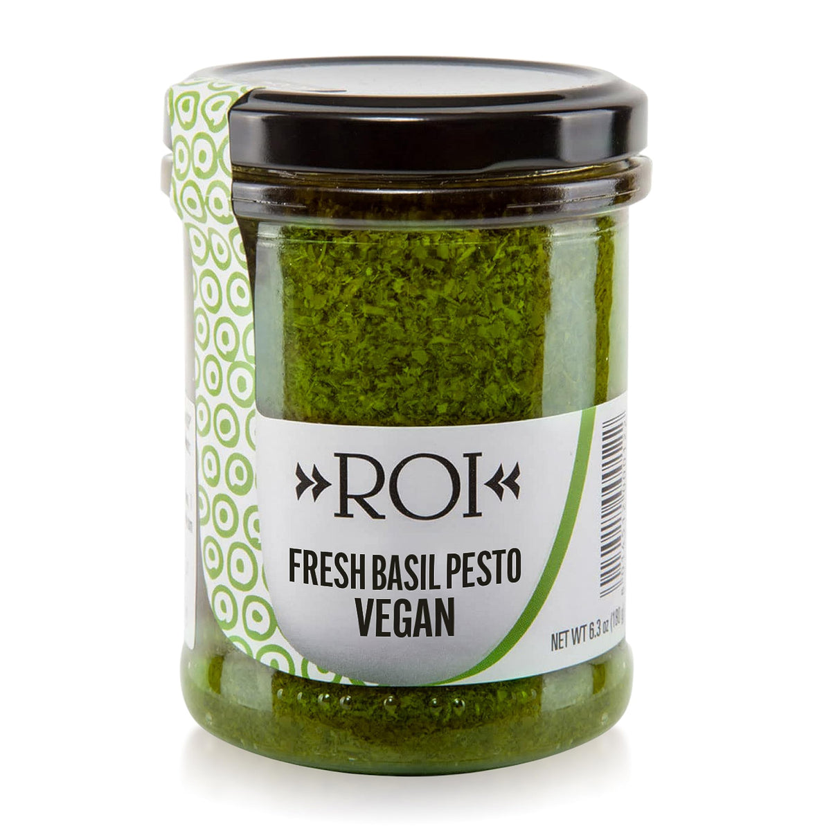 ROI vegan pesto bottle with Genovese basil, ideal for pasta and vegetables