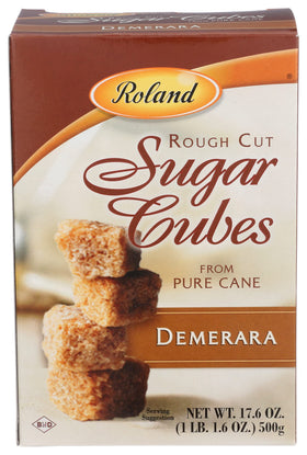 Roland Foods rough-cut Demerara sugar cubes showcase premium texture for beverages