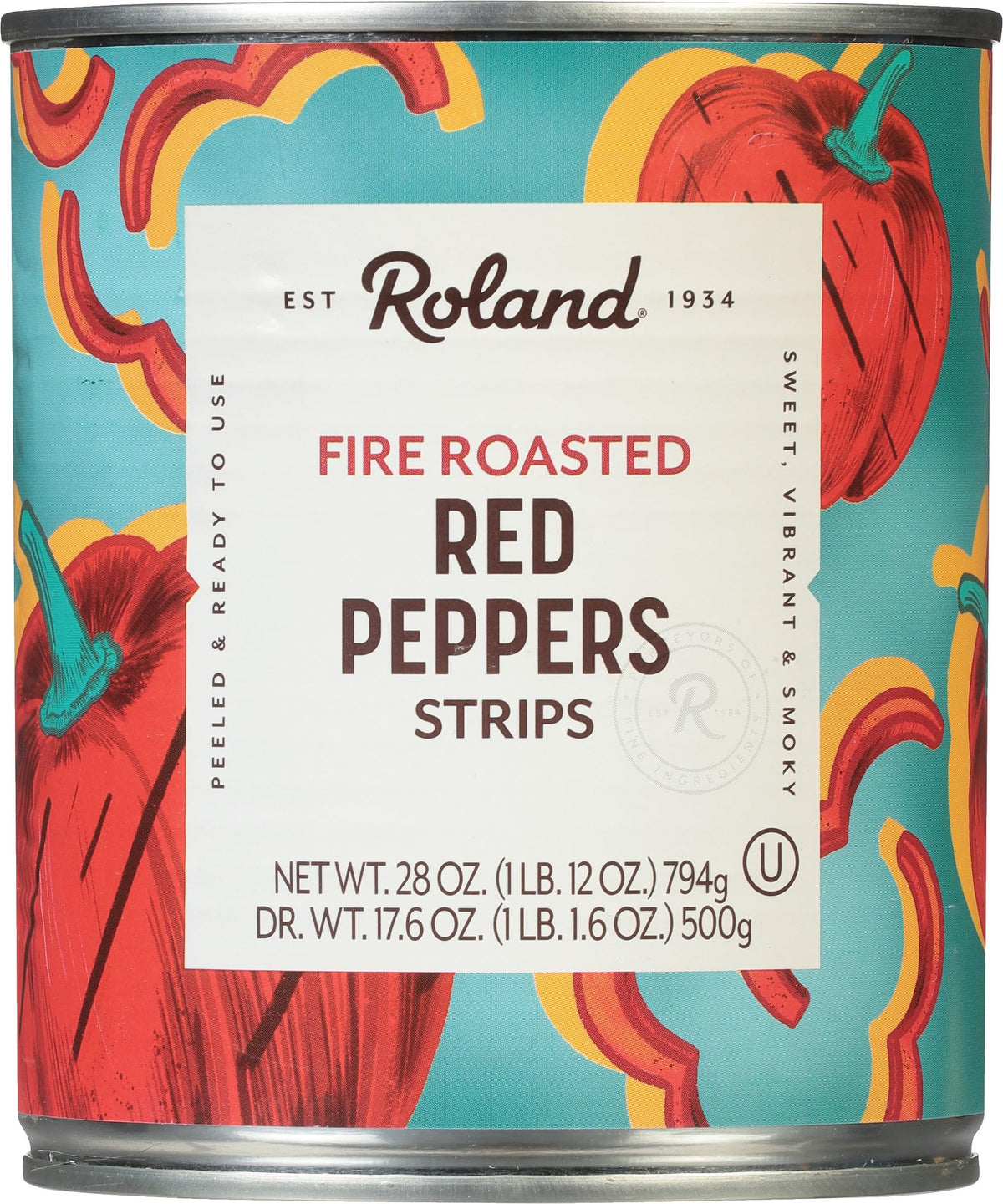 Roland Foods fire roasted red pepper strips can, ready to eat and versatile.