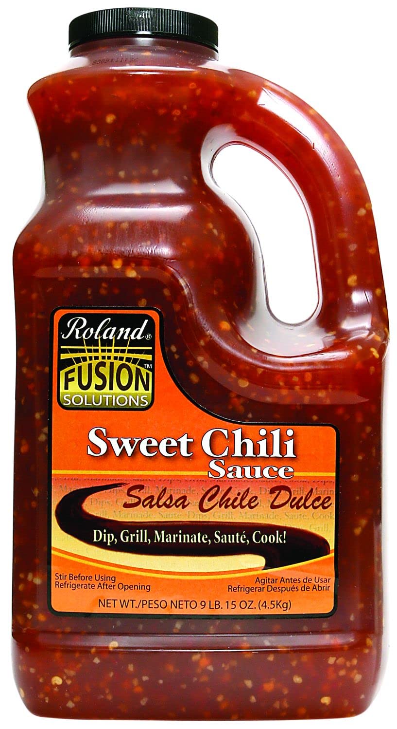 Roland Foods Fusion Sweet Chili Sauce bottle in a 1-gallon jug for ready use