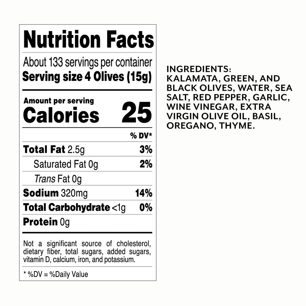 Roland Foods Greek Olive Mix marinated with garlic and pepperoncini for bold flavor.