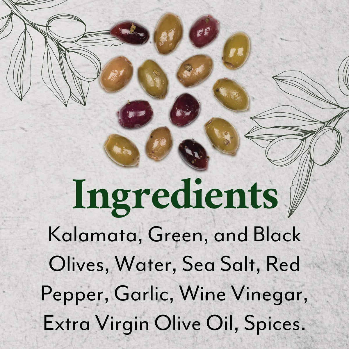 Roland Foods Greek Olive Mix is ready to eat right from the container.