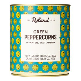 Roland Foods green peppercorns in brine jar ready to add mild heat to dishes