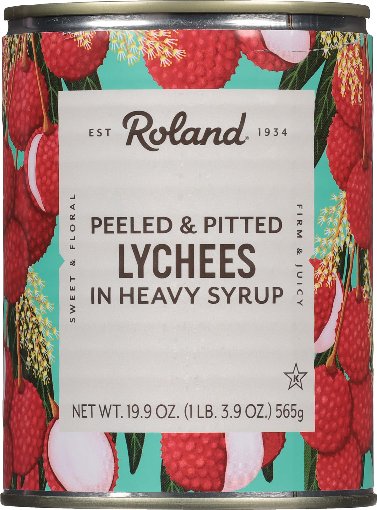 Roland Foods lychees in heavy syrup can for tropical desserts