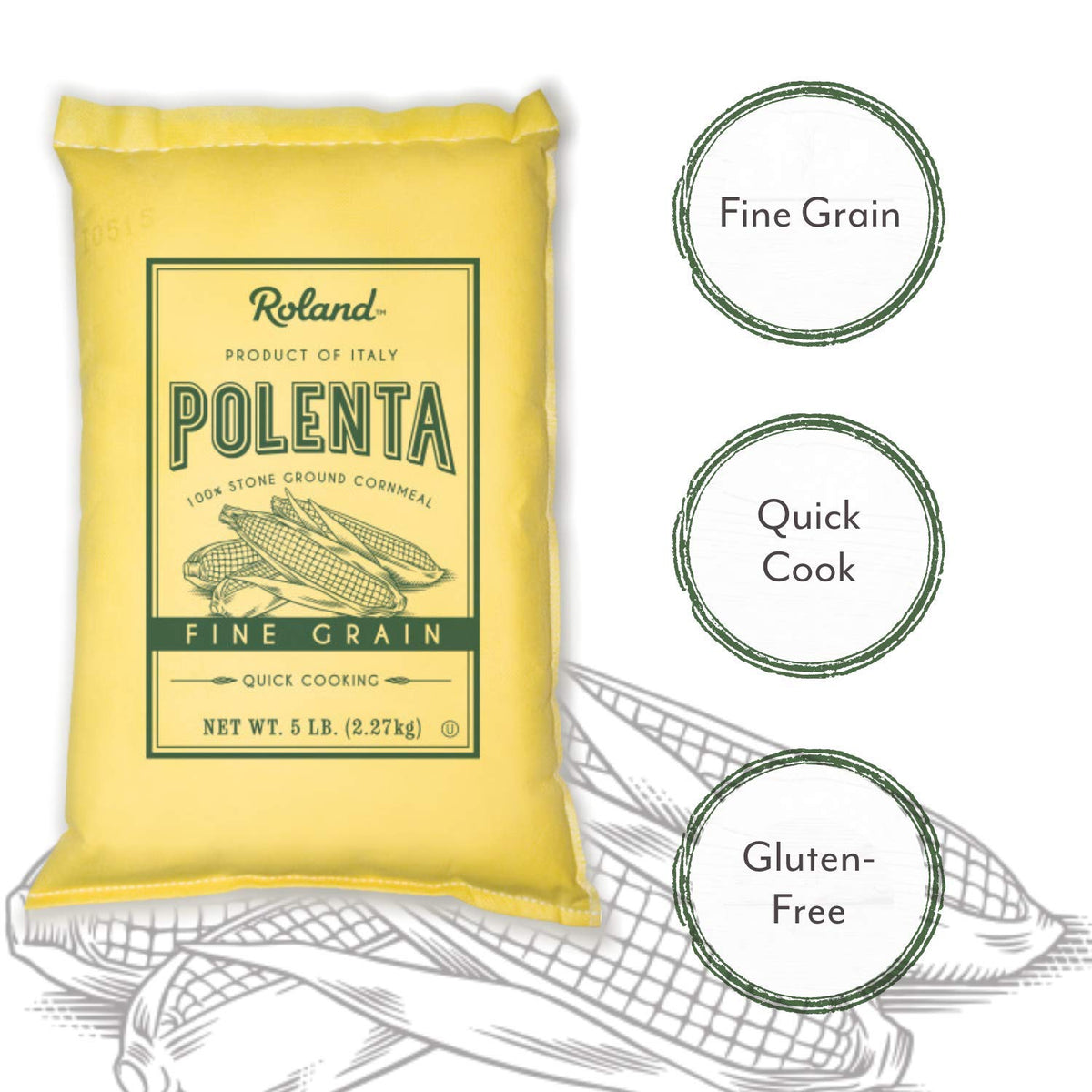 Roland Foods polenta plated dish, creamy texture under proteins or vegetables.