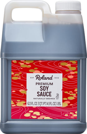 Roland Foods Premium Soy Sauce bottle for rich marinades and dipping flavor.