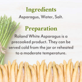 Roland Foods ready to eat white asparagus can be enjoyed cold or warmed